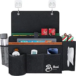 Bedside Caddy Organizer, Felt Storage Pouch with Multiple Pockets, Grey (dark grey)-picture-20
