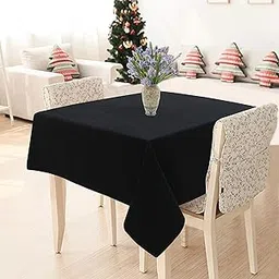 AIRWILL 100% Cotton Solid Pattern 2 Seater Square Table Cover Sized, 36x36 inches (Black, Pack of 1) image 1