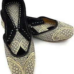 apni jutti Punjabi Jutti for Women, Punjabi Jutti, Embroidered Handmade Jutti for Women with Soft Leather and Double Cushion, Obsidian Grace,-picture-36