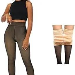 Women's Ankle Length (24 to 40 Waist) Stretchable Women Warm Thick Fur Lined Fleece Winter Thermal Soft Legging Tights Stocking - Slim Fit-image-43