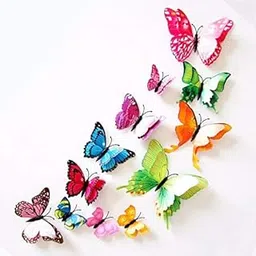 iDream 12pcs 3D PVC Magnet Butterflies DIY Wall Stickers for Home Decoration, Removable, Waterproof, Colorful, Ideal for Living Room, Bedroom, Office and Party Decor (Double Layer Multicolour)-image-32