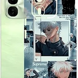 AtOdds Mobile Skin Sticker Wrap | Compatible for VIVO IQOO Z9X (5G) | Scratchproof Matte Finish | Full Coverage for All Sides & Camera Protection (Gojo-Saturo)-picture-22