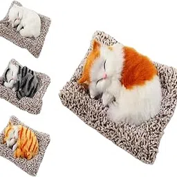 Cute Sleeping Cat Plush Toy with Meow Sound, Gift for Kids Car Dashboard Accessories (Multicolor)-picture-29