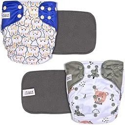 Bear & Bunny New Born Baby Cloth Diapers - Reusable Adjustable Cotton Diaper with Insert Pads|Washable, Leak-Proof, Chemical-Free for Babies 0–3 Years (Free Size)-picture-17