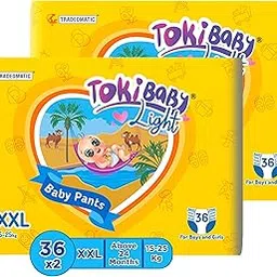 TokiBaby Light Ultra Thin Pull Up Baby Diaper Pants Style Size XXL from 24 Months Above (15-25 Kg) | Super Soft 360 Waistband, 3D Leak Guard & Up to 12 Hours Overnight Absorption - XXL - 72 Count-picture-12