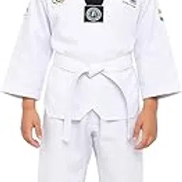 Real Choice Kids Cotton Taekwondo Uniform Set with Top, Pants & White Belt | Martial Arts Dobok Dress for Boys & Girls-image-24