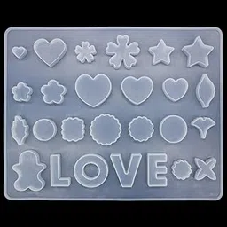 Aadyacrafts Silicone Resin Mold with Flower, Heart, Star Shapes and Love Letters, DIY Craft Jewelry Making Epoxy Casting Mould, JB-533-P-image-26