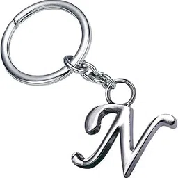 GCT Alphabet Letter N Metal Keychain for Car Bike Men Women Keyring (Silver)-picture-43