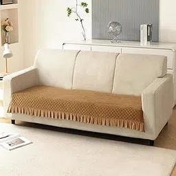 HOKIPO Holland Velvet 3 Seater Sofa Cover Seat Mat with Frill, Gold (IN-783-GLD)-picture-30