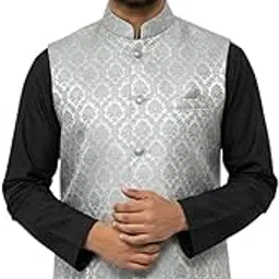 murih Mens Nehru Jacket | Ethnic Modi Waistcoat with Mandarin Collar & Metallic Buttons | Festive, Wedding & Winter Wear Sleeveless Coat-picture-17