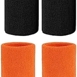 Sweksha Creations Wrist Band for Men & Women 3 Inch - Wrist Sweat Band(Black and Orange)-picture-48