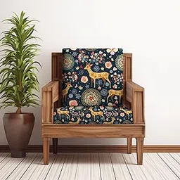 FASSCETE Polycotton Stretchable Printed Solid Sofa Slipcovers, Wooden Sofa Seat Cover, Sofa Back Cushion Covers (6, Deer-Blue)-image-4