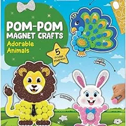 SmartCraft Pom Pom Magnet Craft Kit for Kids Ages 5-10 | Adorable Animals Themed | Birthday Gift for Boys&Girls | Art&Craft Activity Kit for 5,6,7,8,9,10 Years image 1