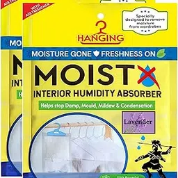 Hanging Interior Humidity Absorber 200g X 2pouch with dual benefits | Lavender Fragrance | Capacity to trap 500ml of moisture from air | Pack of 2 | For Wardrobe, Kitchen Cabinet, Bathroom...-picture-28