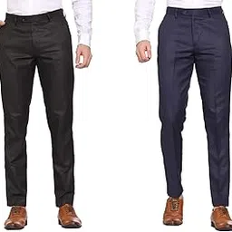 maleno Men's Diamond Textured Formal Trouser | Regular Fit Casual Trouser Combo for Men (Pack of 2)-picture-42