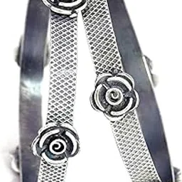 shyle 925 Sterling Silver Bangle/Bracelet, Anvaya Textured Rose Embossed Bangle,Well Stamped with 925,Traditional Silver Chudi, Handcrafted Silver Oxidized Bangle, Gift for Her-picture-17