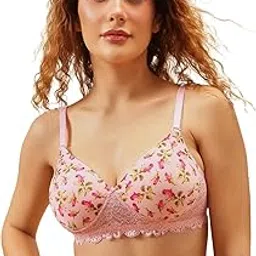 clovia Women's Padded Non-Wired Full Coverage Floral Print Multiway T-Shirt Bra in Light Pink-picture-27