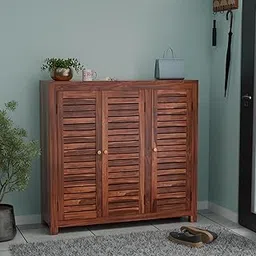 OD ART Solid Sheesham Wood Shoe Rack with Drawers & 3 Doors | Wooden Shoe Cabinet for Entryway, Hallway & Bedroom | Multipurpose Shoe Stand Storage Organizer for Living Room | Natural Finish-image-77