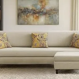 GRAPEWOOD Premium Lucian Fabric 5 Seater L Shape Sofa Set 4 Seater Modern Sofa Set & Ottoman for Living Room (Cream Color)-image-80