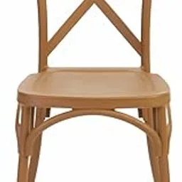 VIZAMO PLAST INDIA Pvt Ltd.| Crossback Wood Brown Chair | Detachable Cushion White | Plastic Chair | Event | Banquet | Wedding | Indoor | Outdoor | Cafe | Garden | Stackable | Dining Chair-picture-10
