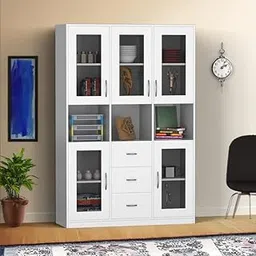 NEEHV HOME Leo Wooden Crockery Cabinet for Kitchen | Display Unit for Dining Room (Frosty White, 40 X 120 X 180)-picture-12