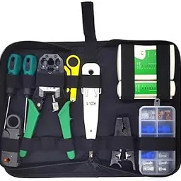 Ubervia Tool Kit for Cat5 Cat5e Cat6 - Eacam Portable Cable Crimper Kit with a Ethernet Crimping Tool, 8P8C RJ45 Connectors CAT5 CAT5e CAT6 Tester with RJ11/RJ12/RJ45 Connectors image 1