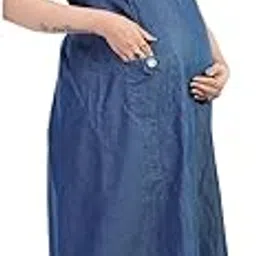 fabme Women's Nursing and Maternity Denim Dungaree - Blue-picture-17