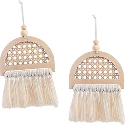 CALANDIS Bamboo Woven Wall Hanging Hanging Pendant with Tassels for Nursery Room-picture-16