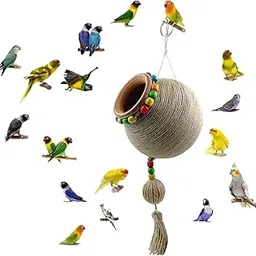 Jainsons Pet Products Natural Earthenware Bird House, Hand Made Hummingbird Nest, Small Parakeets Cockatiels, Conures, Macaws, Lovebirds Bird House for Garden Window Outdoor Home Decoration (1pcs)-image-14