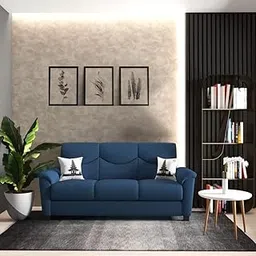 Torque - Nuevo Premium Fabric 3 Seater Sofa for Living Room (Blue) | Modern 3 Seater Sofa Set Couch with 2 Cushions for Bedroom Hall Festival Gift | 3 Year Warranty-picture-31