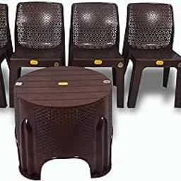 ANMOL Moulded High Back Ortho Table Chair Set (4 Chairs & 1 Table) (Heavy Duty Combo) Plastic 4 Seater Dining Set (Dark Brown)-picture-11