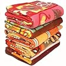 ELSTONE HOME Colorful Printed Relief | Donation Double Bed Blanket for Donation Pack of 14 (Multi-Colors) Size:228x228 cm Fleece image 1