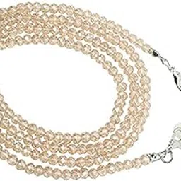 manbhar gems Semi Precious Light Brown Colour Crystal Gemstone Round 4 mm Beads Spectacle Chain Lanyard Cord Neck Strap String Chain Ethnic Face Mask Holder Lanyard Anti-Lost Mask Leash Stylish Sunglass, Reading Glass 74 cms Unisex-picture-12