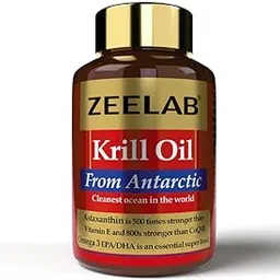 Zeelab Krill Oil 120 Capsules | Krill Oil from Antarctic | Enriched with EPA, DHA & Astaxanthin - 500mg | Supplement for Healthy Heart, Reduces Cholesterol, Skin Health & Joint-picture-17