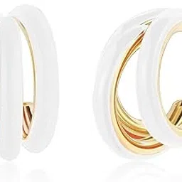 el regalo Gold Chunky Triple Open Hoop Earrings for Women & Girls | Trendy Minimalist Statement Jewelry-picture-26