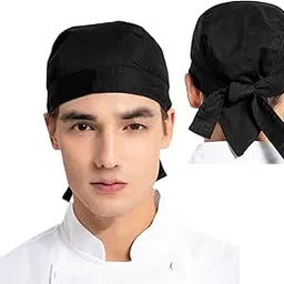 FQZILON Chef Cap Unisex with Sweat Band (Black)...-picture-30