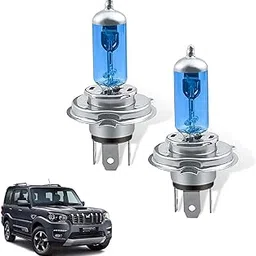 Auto Pearl Pack-2 H4 Car Super Bright Halogen Bulb, 12V 90/100W High/Low Beam Driving Halogen Light, Plug-and-play Bulb for Scorpio-Classic-2022 (White)-picture-24