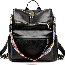 inovera (label) Vegan Leather Girl's Travel Casual Collage Backpack With Shoulder Strap-picture-36