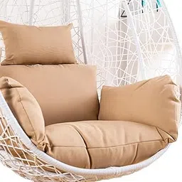 KYNE Cushion for Hanging Basket Swing Chair for Outdoor Egg Swing Chair/Garden Swing, Seat Padded Pillow Polyester Designer Cushion (Beige)-image-4