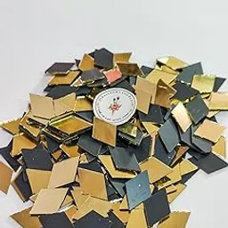 R&H Gold Rhombus Shape Mirrors 100 Grams,350 Pcs Approx, for LIPPAN, Mirror, MUD, Craft, Mosaic Art, Home Decorations ETC (1.2 CM)-image-35
