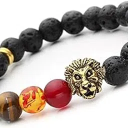 shining diva fashion Spiritual 8mm Lava Rock Beads with 7 Chakra Evil Eye Stylish Unisex Bracelet-picture-23