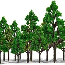 YARDHOBI 15 Pcs Model Trees, Mini Diorama Trees, Mixed Model Tree, Train Trees, Miniature Forest Railroad Scenery Pine Trees, Architecture Trees for DIY Scenery Landscape, Natural Green (1.7-3.1Inch)-picture-22