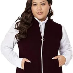 Women Plus Size Solid Fleece Mandarin Collar Jacket-image-20