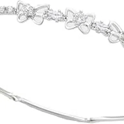 anuradha pearl jewellery latest silver finish with shimmering white stone stud cuff bracelet, Kada bracelet for women and girls.-picture-47