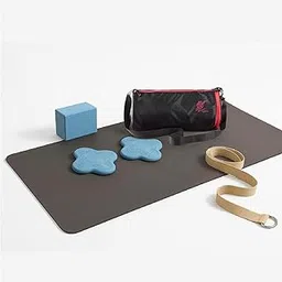 Lifelong yoga combo set of 6 for men and women I 4mm yoga mat, 6ft belt, Yoga block, 2 knee pad, gym bag-image-23