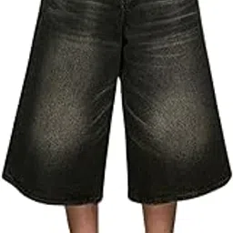 hesaco Jorts Women Jorts Men Black Jorts Y2k Denim Shorts Jean Shorts Jorts Y2k Long Jorts Wide Leg Baggy Jorts with Pockets-picture-16