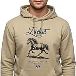 adro Zirelent Wildwood Valley Hoodie for Men | 320 GSM Cotton-Poly Fleece | Soft Feel, Skin-Friendly Printed Graphic Sweatshirt with Kangaroo Pocket & Drawstring Hood-picture-5