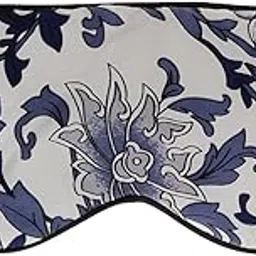 UJEAVETTE Double-side Silk Eye Mask Shade Cover Travel Sleep Aid Blindfold Blue Floral-picture-29