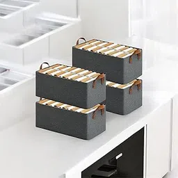 Clothes Organizer Storage Box – Foldable Fabric Storage Basket with Handles | Closet Organizer for Clothes, Bedding, Toys & More (Pack of 3)-image-98