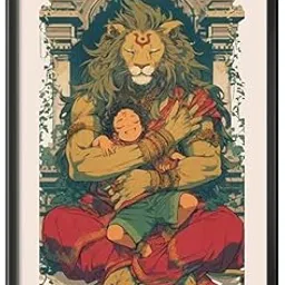 FRAME WALE BHAIYA Home Wall Decor Frames - Lord Narasimha Hindu Modern Art Wall Framed Paintings for Office, Dining, Living Room Decoration (8inchx12inch, Framing with Leminated Poster),FWBHINDI548-image-71